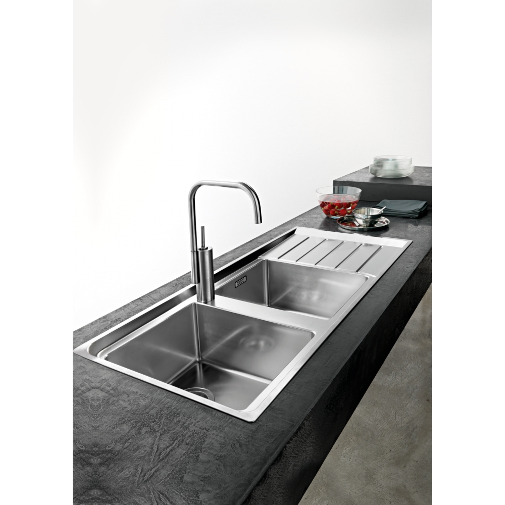 FRANKE Lavello 2 Vasche, Serie Neptune Plus NPX 621, 116 cm, Gocciolatoio a  DX, Acciaio Inox Satinato - 101.0068.377