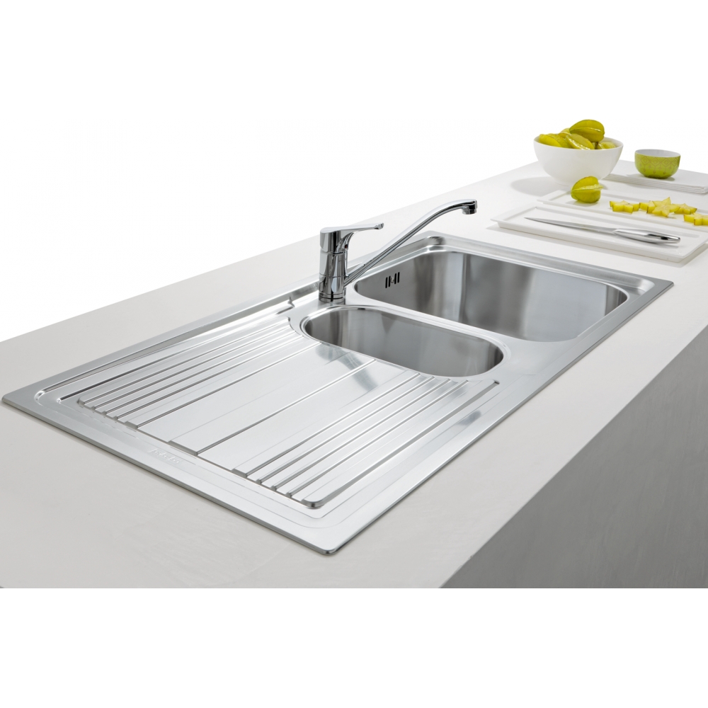 FRANKE lavello a 2 vasche + gocciolatoio LOGICA LINE LLX 621 (Gocciolatoio  a sinistra - Acciaio inox satinato) 