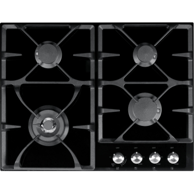 FIG604B1L 66cm Black Glass Gas Cooktop