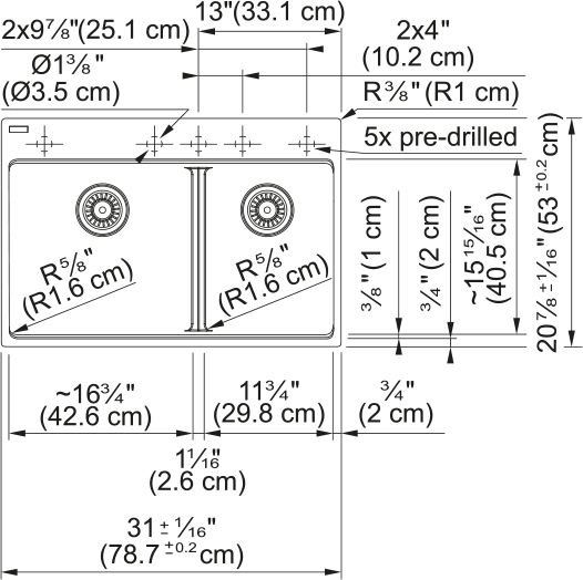 Maris Topmount Sink - MAG6601611LD-MBK-S